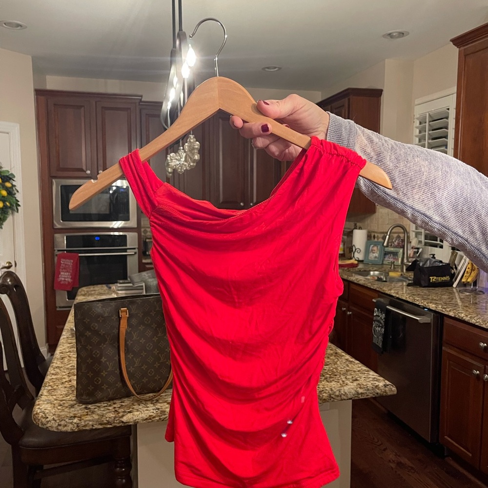 Red Draped Sleeveless Top